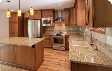 Kitchen with wood cabinets and granite countertops